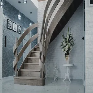 Drewniane schody w nowoczesnym wnętrzu